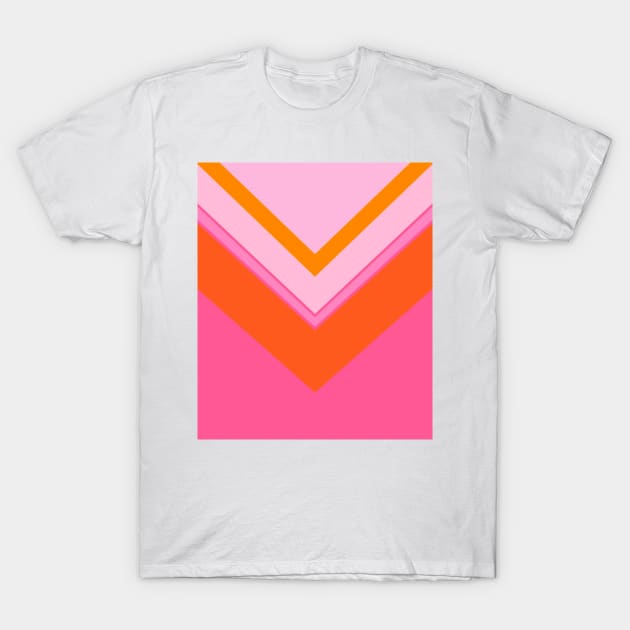 Pink and Orange, Geometric, Chevron, Pattern T-Shirt by OneThreeSix